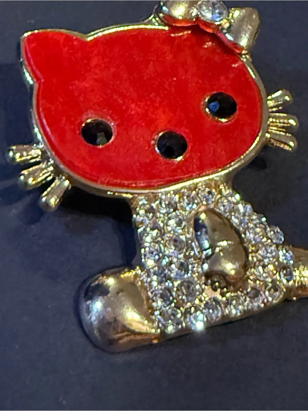 Red Crystal Hello Kitty Brooch